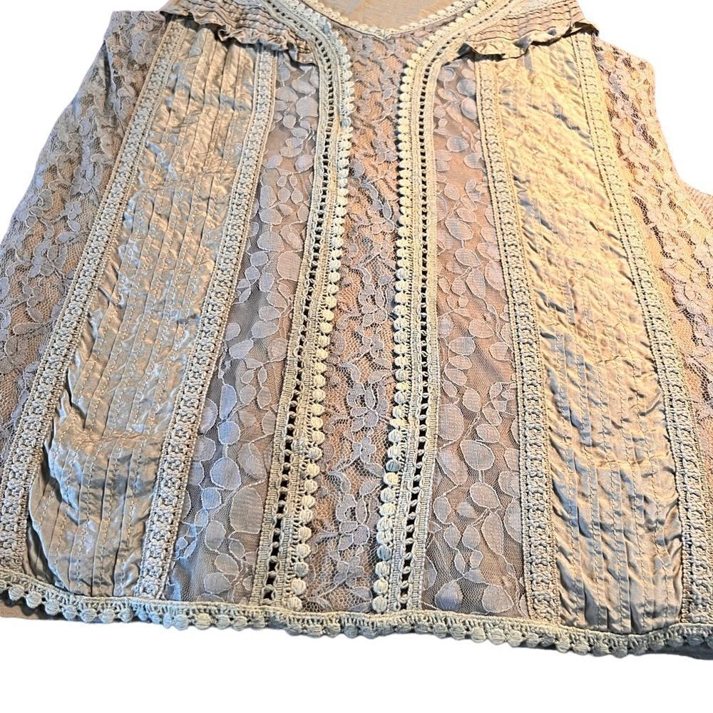 Anthropologie Deletta sage green lace sleeveless top XS - Picture 5 of 9